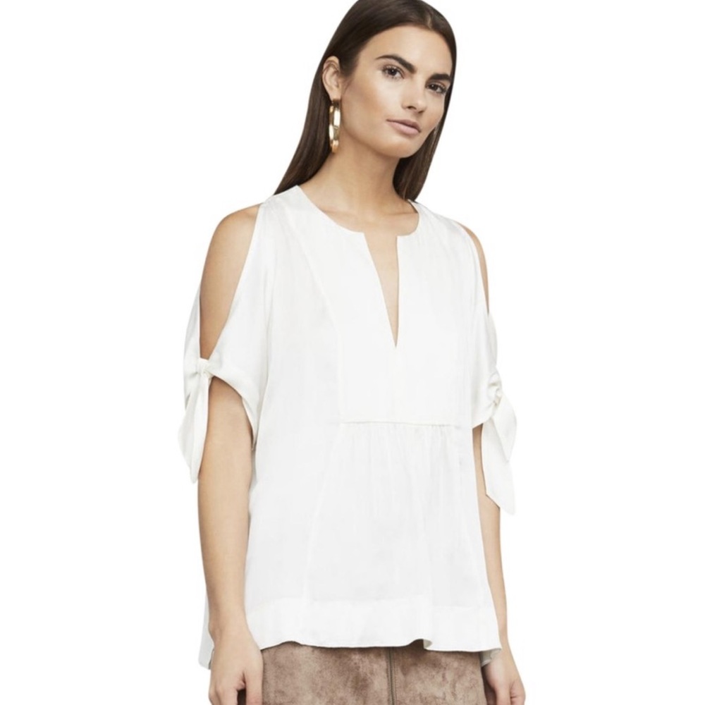 BCBG Cream Katelin Cold Shoulder Blouse